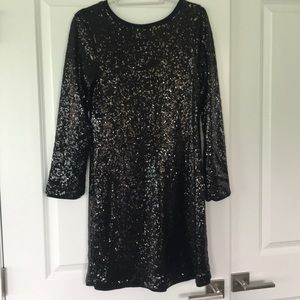 Cupio Black Sequin Long Sleeve Dress Size Medium